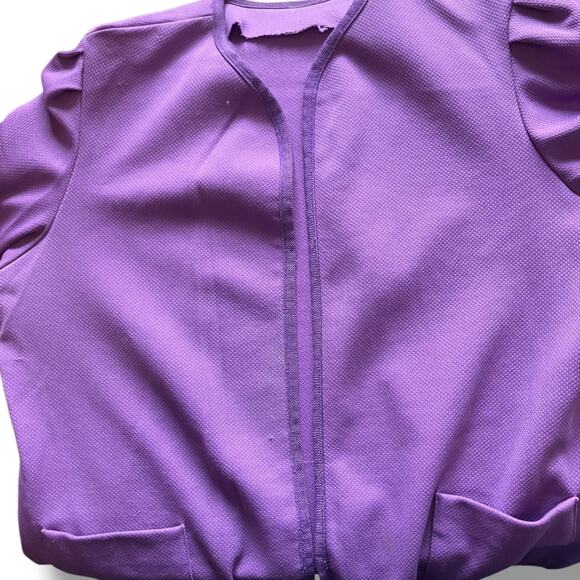 Vintage Purple Open Front Blazer Jacket Women’s Puff Shoulder Pockets Size M - Picture 8 of 8